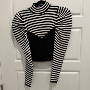 Zara Black and White Striped Crop Top